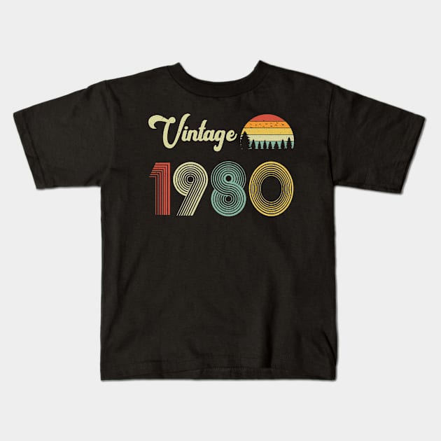 Vintage 1980 40th Birthday – Retro Vintage Classic 40 Years Old Kids T-Shirt by Merchofy